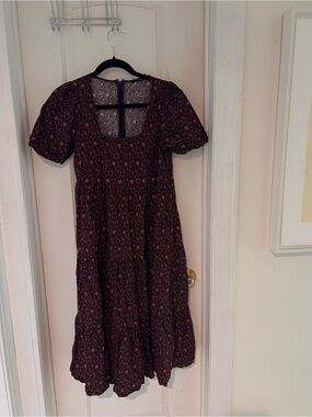 Madewell Aidy Square-Neck Tiered Midi Dress - Orchard Floral - Size 00